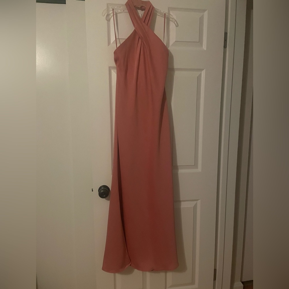 BHLDN Pink Halter Sleeveless Gown